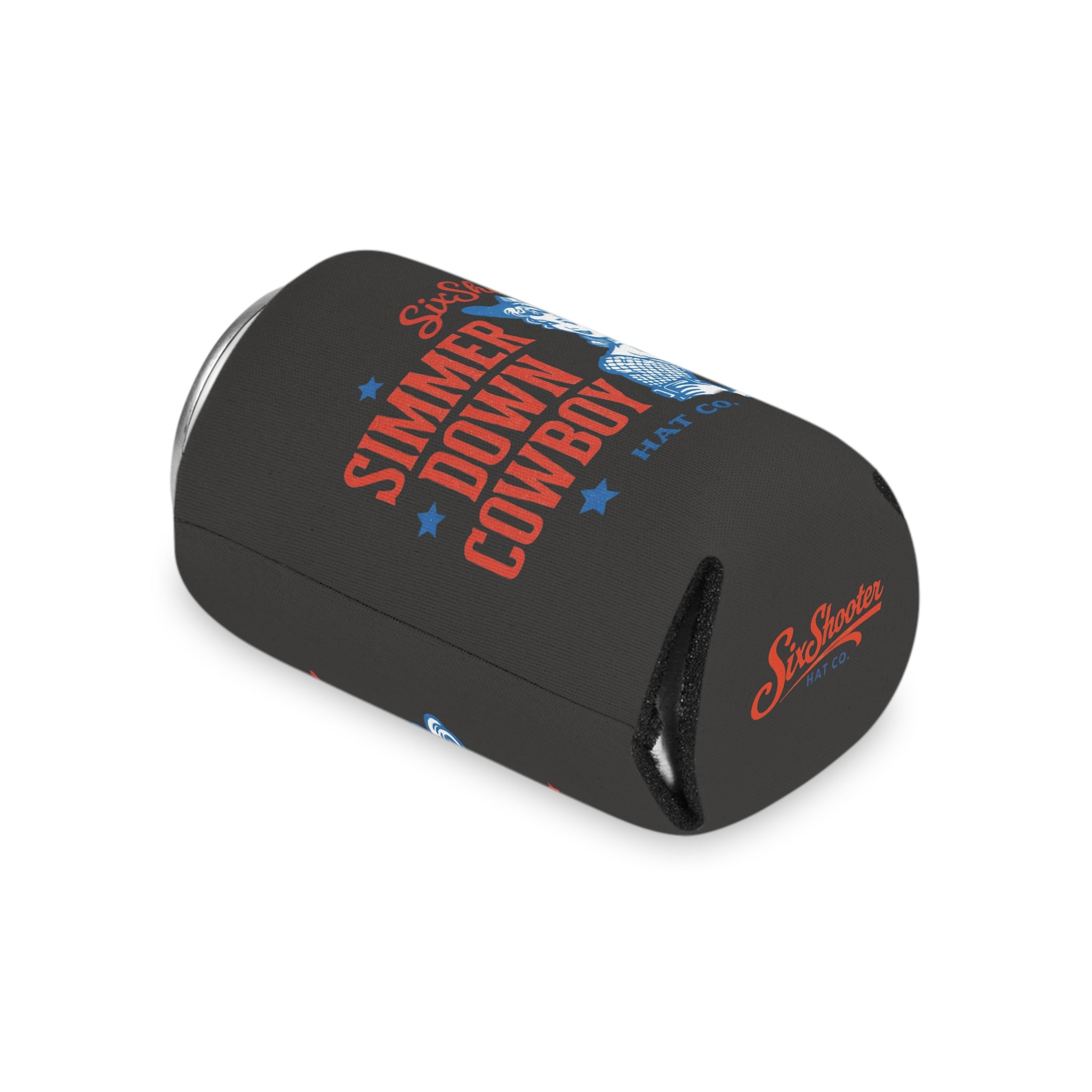 SixShooter "Simmer Down Cowboy" Retro Cowgirl Can Koozie