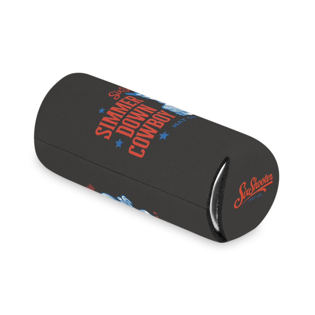 SixShooter "Simmer Down Cowboy" Retro Cowgirl Can Koozie